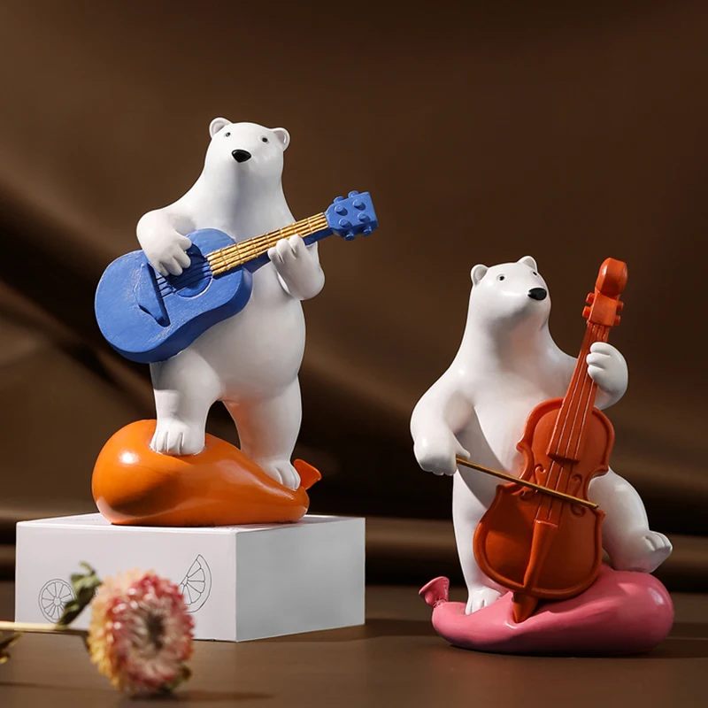 

Nordic Home Decor Polar Bear Sculpture Creative Animal Resin Model Statue Children's Bedroom Table Decoration Birthday Gifts