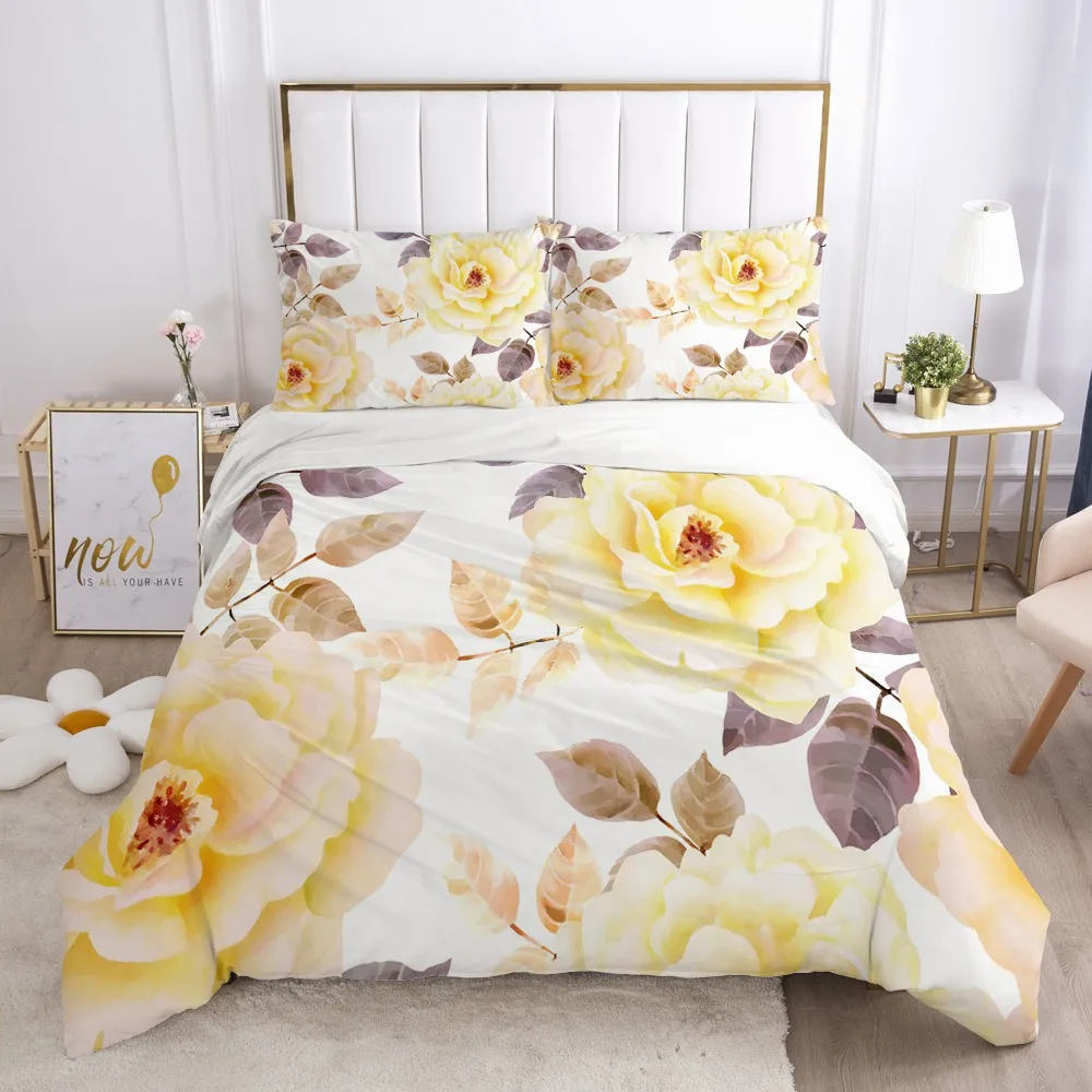 

3D Bedding Sets Quilt Covers Pillow Shams Duvet Cover Sets Bedclothes Bed Linens King Twin Full Simple Flower Home Textile