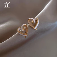 design sense irregular zircon white peach heart earrings for woman 2020 new fashion korean jewelry wedding party unusual earring