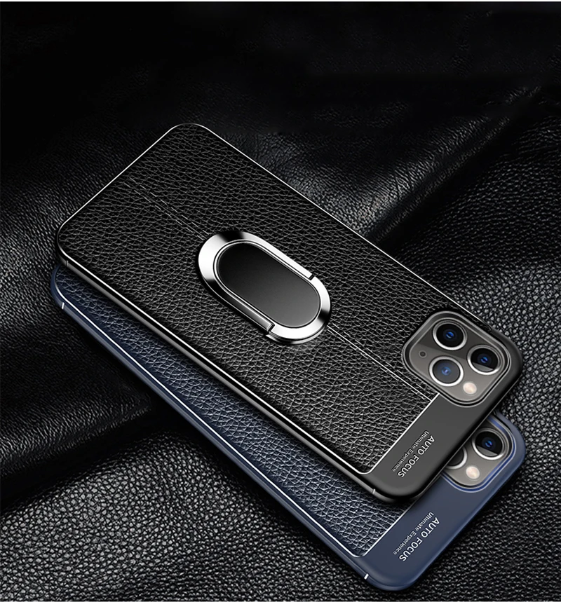 OceSap для iPhone 11 Pro Max чехол Роскошный кожаный магнитный кольцевой кронштейн задняя крышка для iPhone X XR XS Max 7 8 Plus чехол Coque