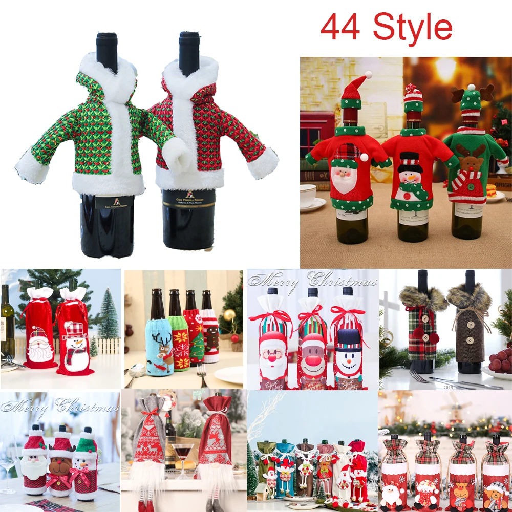 44 стиля рождественские Чехлы для бутылок с красным вином украшения дома сумки