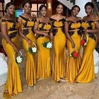 Винтажные золотые атласные платья подружки невесты, черные платья с аппликацией для свадебной вечеринки, женские платья для выпускного вечера