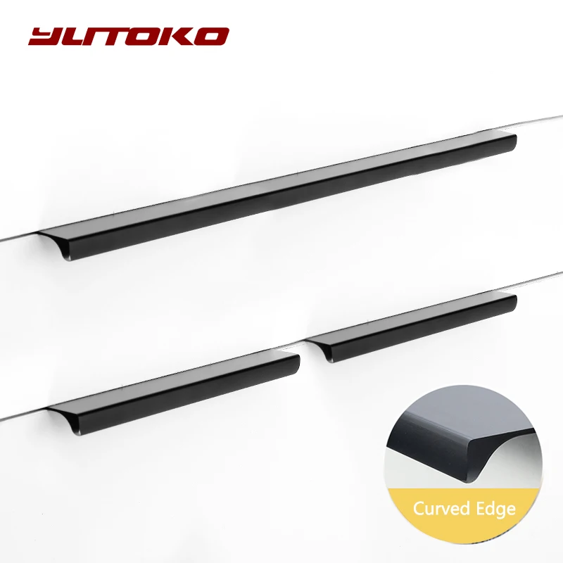 Невидимые ручки yuводостойкие для ящиков Минималистичная черная ручка выдвижных