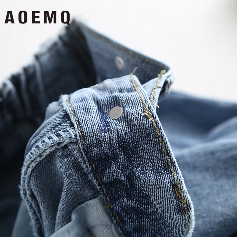 AOEMQ джинсы размера плюс хлопковые мягкие повседневные штаны однобортные на
