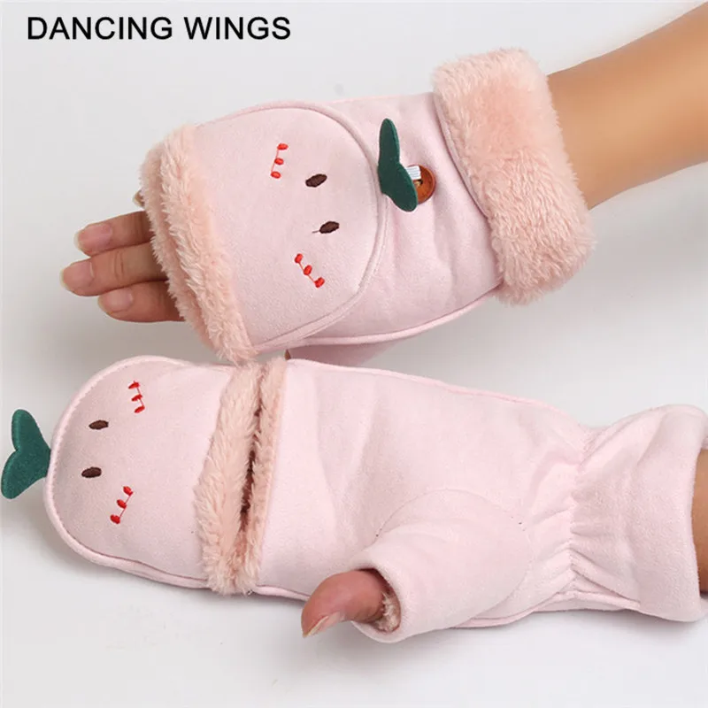 Зимние теплые плотные женские Мягкие плюшевые Замшевые Кожаные перчатки для