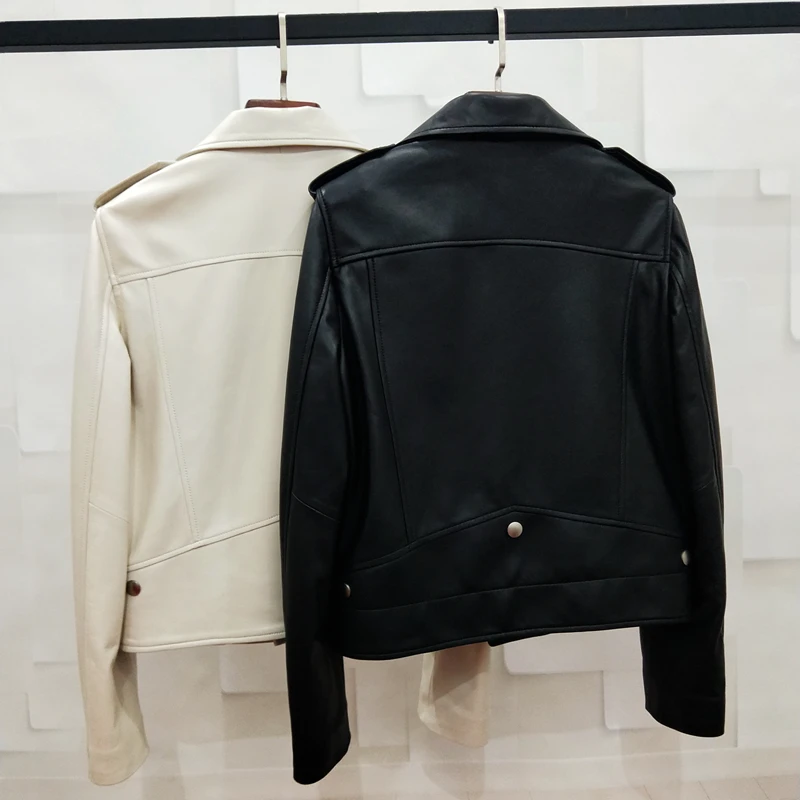 Женская куртка из натуральной кожи Корейская Элегантная овечьей белая женская