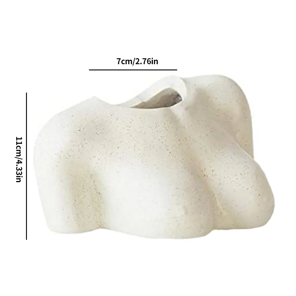 

Art Succulent Pot Resin Body Flower Plant Pot Sculpture Vase Butt Shape for Modern Home Decoration White