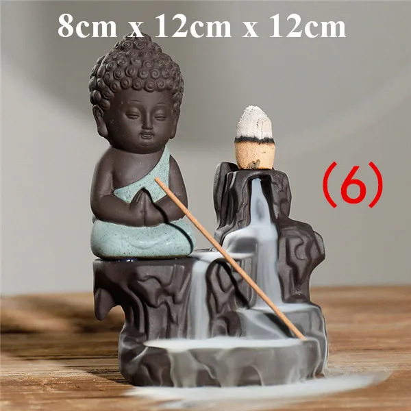 Little Monk Green 6 24 вида креативный держатель для благовоний керамический обратный поток водопад дымовая курильница домашний декор Teaho использование - Цвет: Little Monk Green 6
