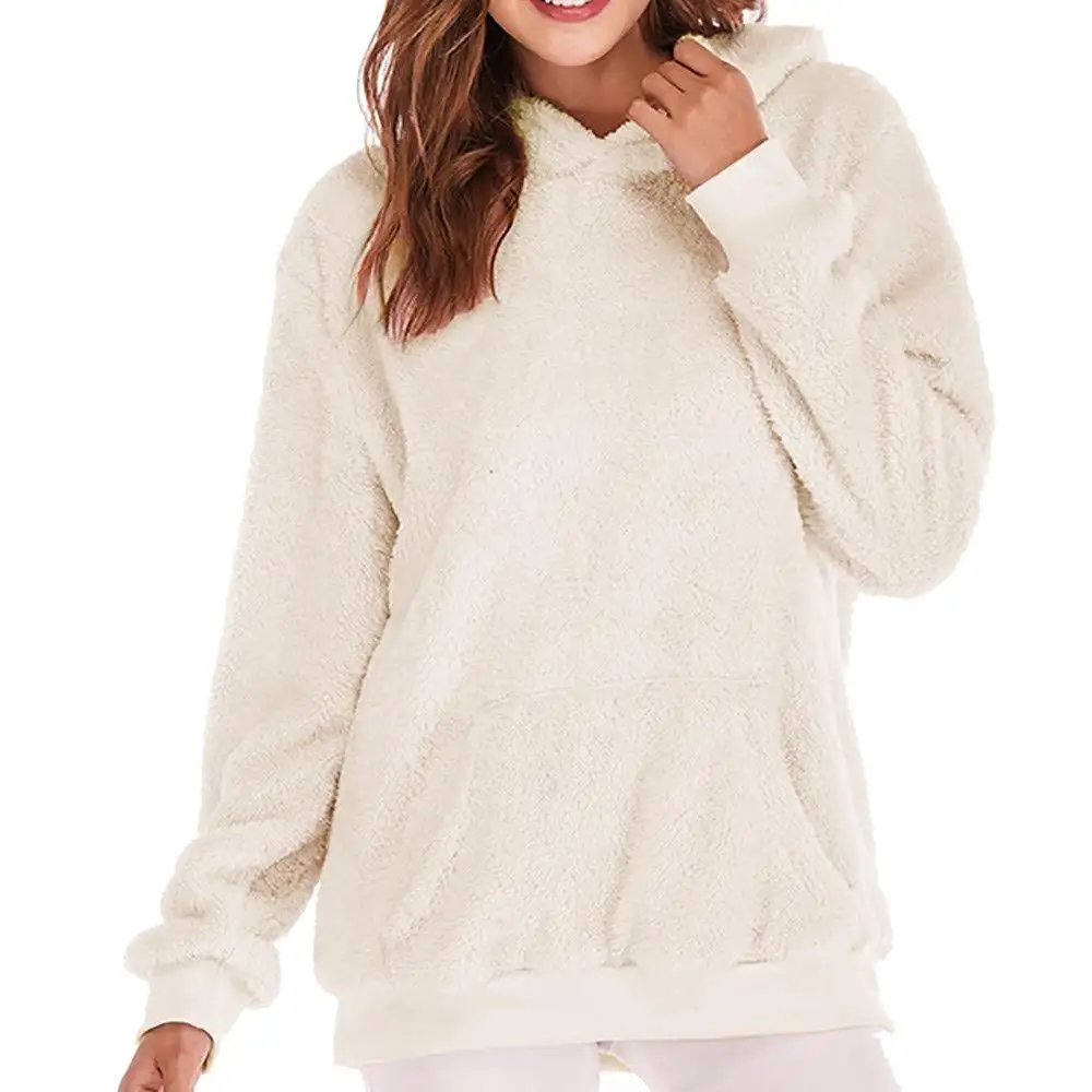 

ZOGAA Women Casual Hooded Sweatshirts Acrylic O-neck Long Sleeve Loose Solid Tops Autumn Winter Spring Pullover Tops Clothes