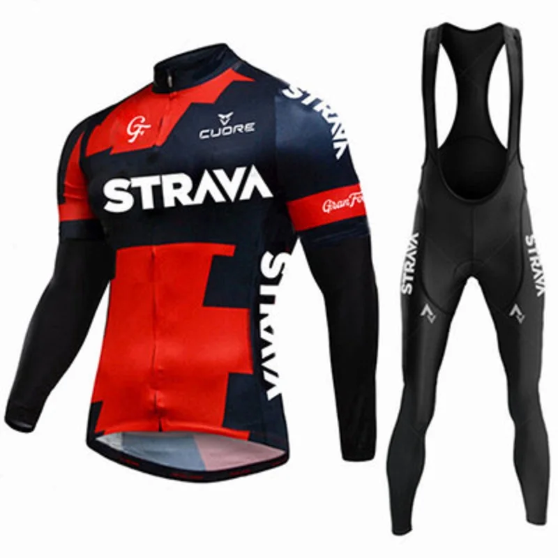 

strava Men Cycling Jersey Set Bib pants Set 2021 Summer Mountain Bike Bicycle Suit Anti-UV Bicycle Team Racing Uniform Clothes