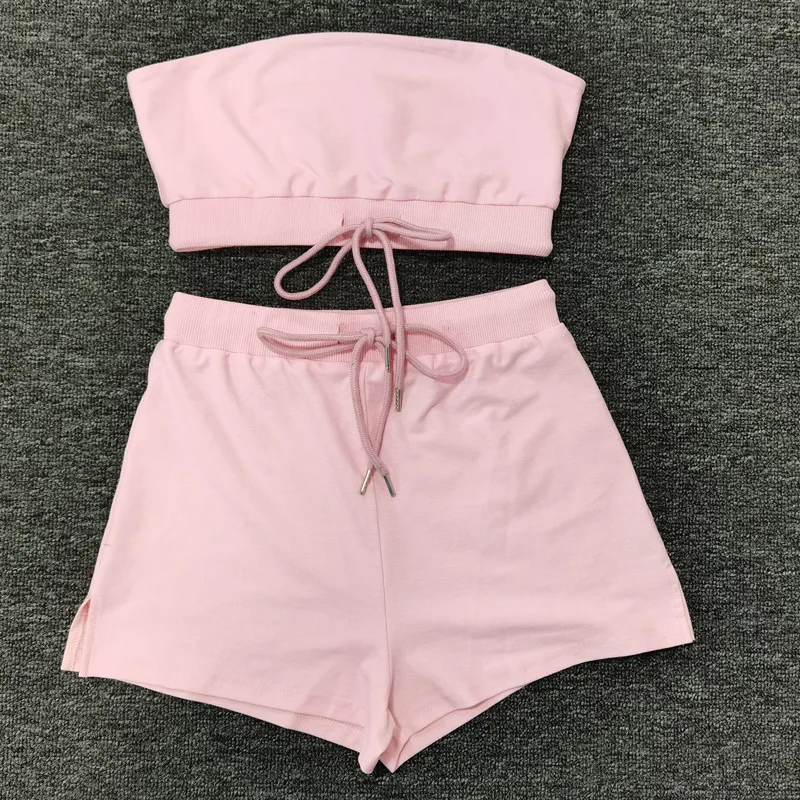 Женский летний комплект из 2 предметов укороченный Топ без бретелек и шорты