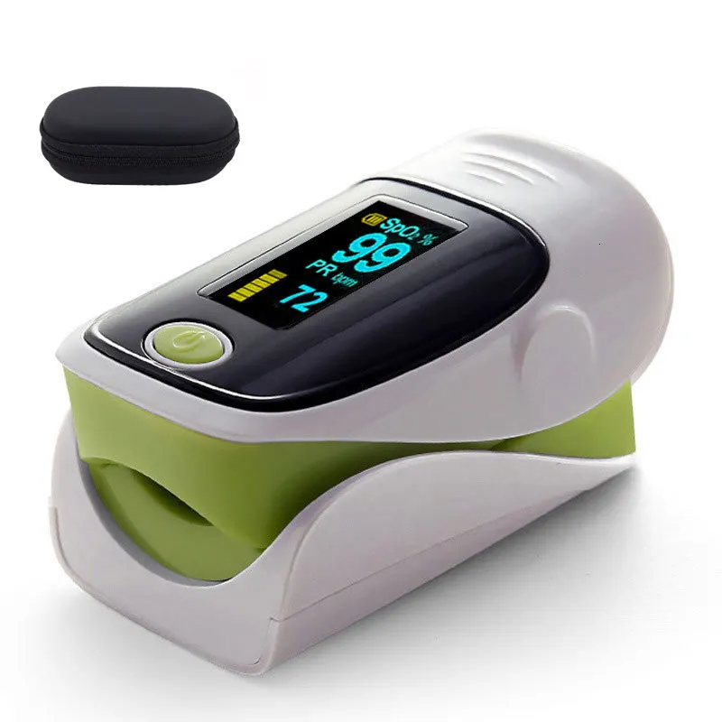 green with case JianYouCare цифровой Пальчиковый Пульсоксиметр OLED медицинский pulsioximetro SPO2 oximetro de dedo измеритель насыщения крови кислородом и чехол - Цвет: green with case