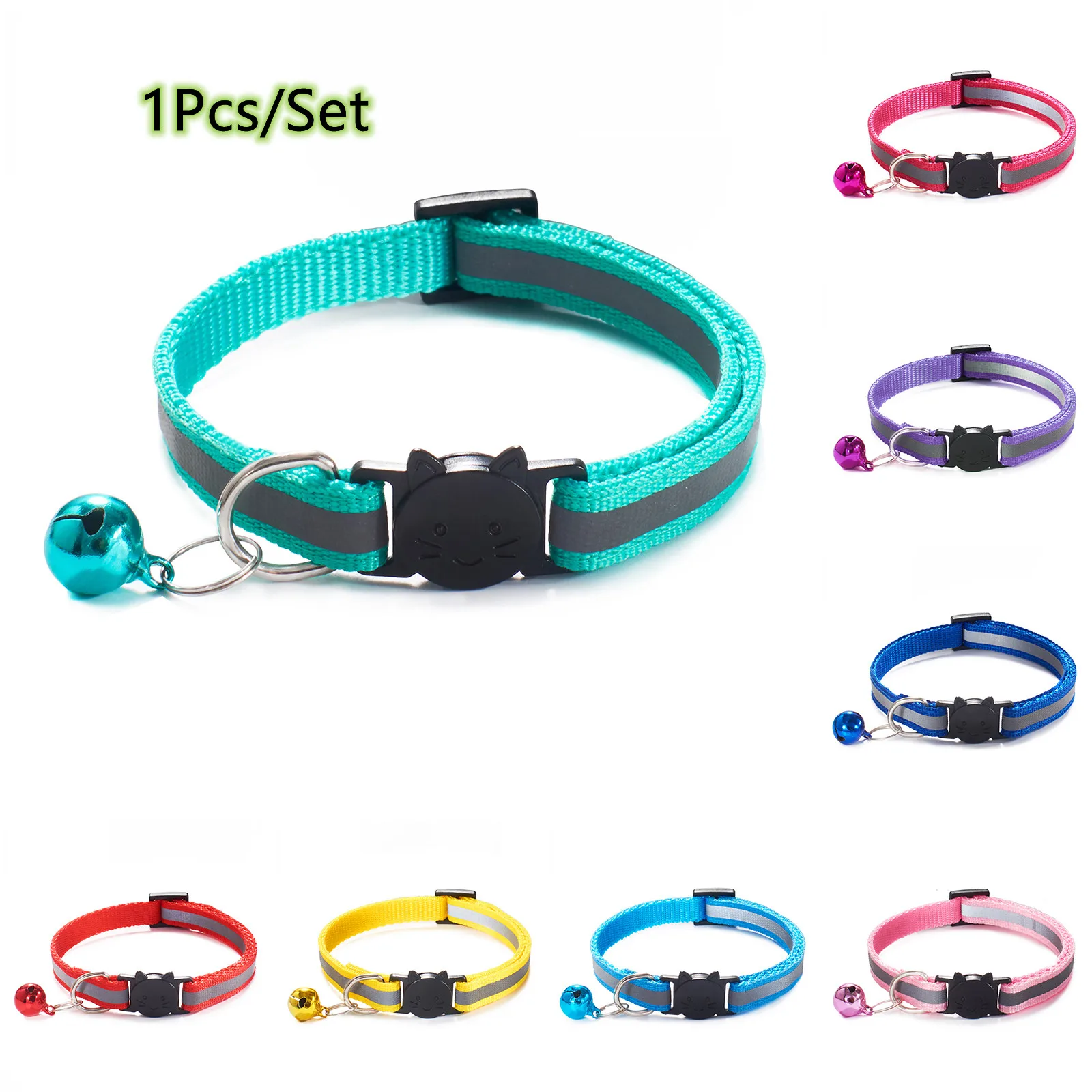 

DouNiOne 1PC Many Colors Reflective Cat Collar Neck Ring Necklace Bell Pet Products Safety Elastic Adjustable With Soft Material