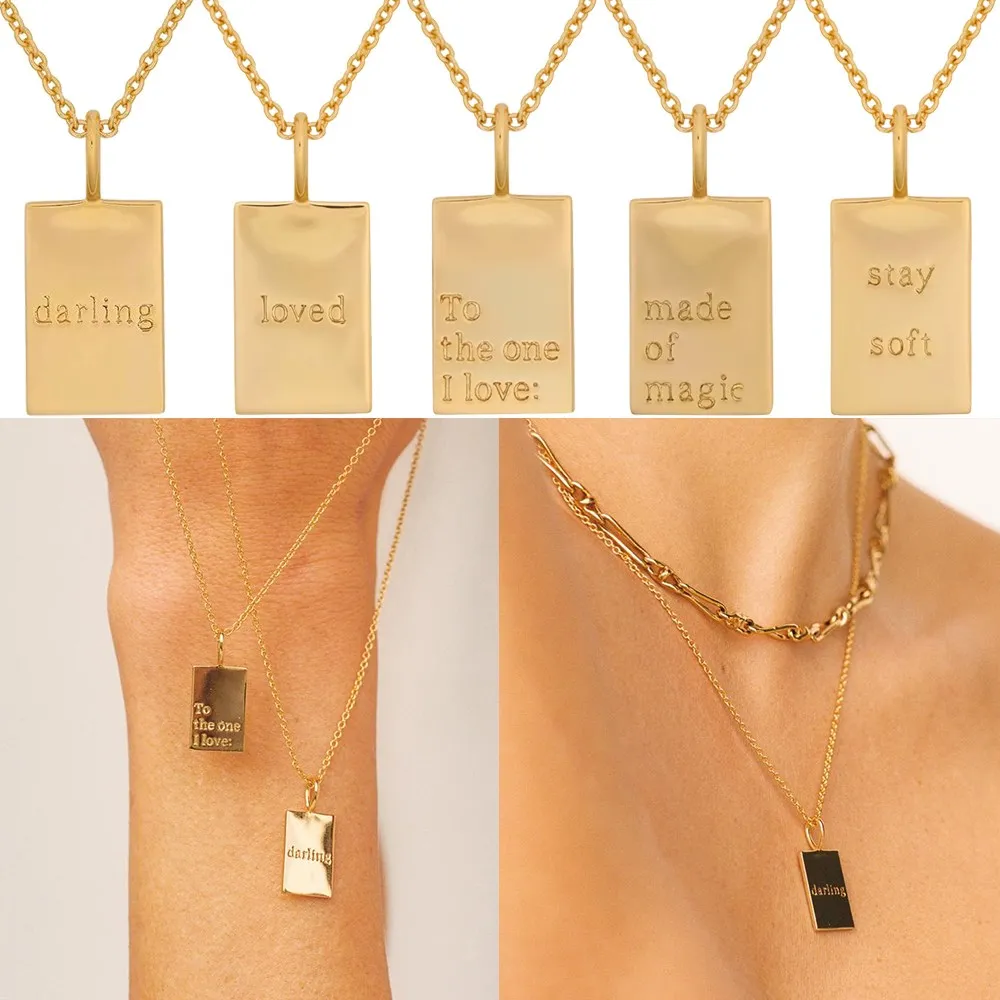 

Cold wind simple English words and sentences letter proverb Necklace stainless steel vacuum plating 18K