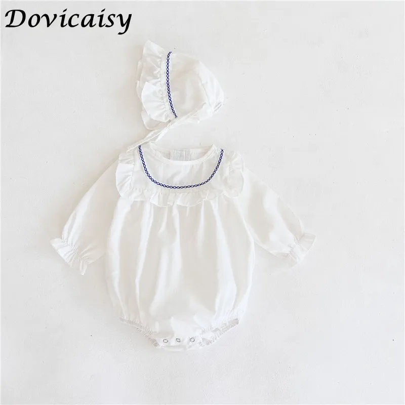 

2020 Autumn Baby Girls Clothes Pure Cotton Baby Bodysuit Long Sleeve Infant Girl One Piece Baby Hat