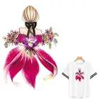 Экологичные нашивки в полоску для девочек с цветочным рисунком, наклейки на одежду, моющиеся тканевые патчи для футболок