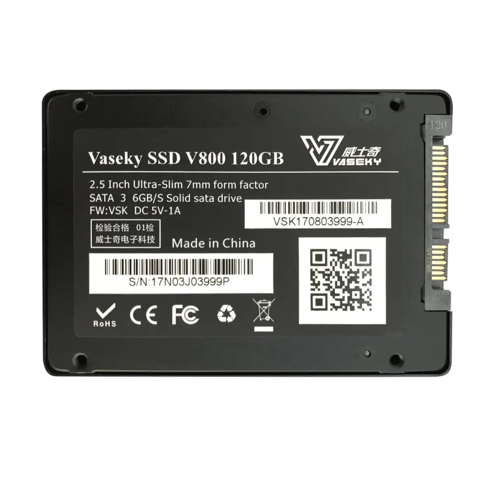 Vaseky V800 120G тонкий корпус ультра тонкий дизайн SSD жесткий диск мини SATA твердотельный накопитель подходит для ноутбука Настольный ПК