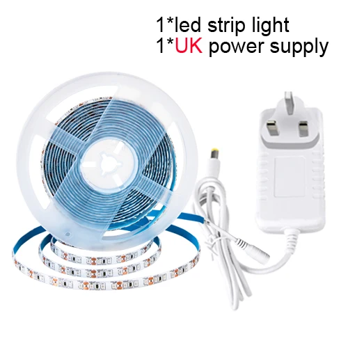 5 м супер яркий 2835 SMD Светодиодные ленты света+ 12V 24V 3A Питание 600/840/900/1020/1200 светодиодный s Диодная лента 4000K 3000K 10000K - Испускаемый цвет: UK Plug LED Tape Set