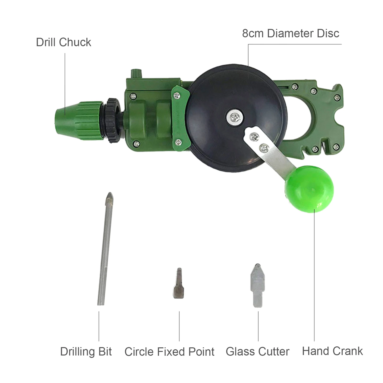 

Home Use Hand Crank Puncher Portable Tile Glass Circle Cutter Multi-Functional Handheld Cutting Tool