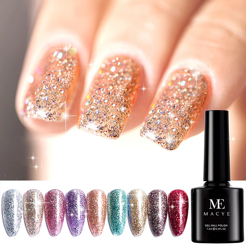 

New 7.3ml Flash Glitter UV Gel Nail Polish Laser Silver Series Led Nail Gel Varnish Shining Nail Varnish Sequins Gel for Nail