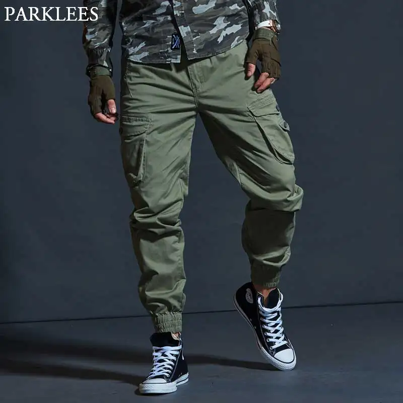 

Men's Outdoor Cotton Cargo Jogger Pants Casual Military Army Combat Work Ski Hiking Pants with Multi Pockets Pantalon Homme 38