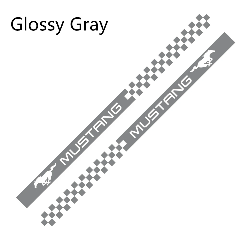 Glossy Gray 2 шт. боковые полосы автомобильные наклейки Автомобильная виниловая пленка наклейка Спортивная графика для Ford Mustang автостайлинг автомобильные принадлежности для тюнинга - Название цвета: Glossy Gray