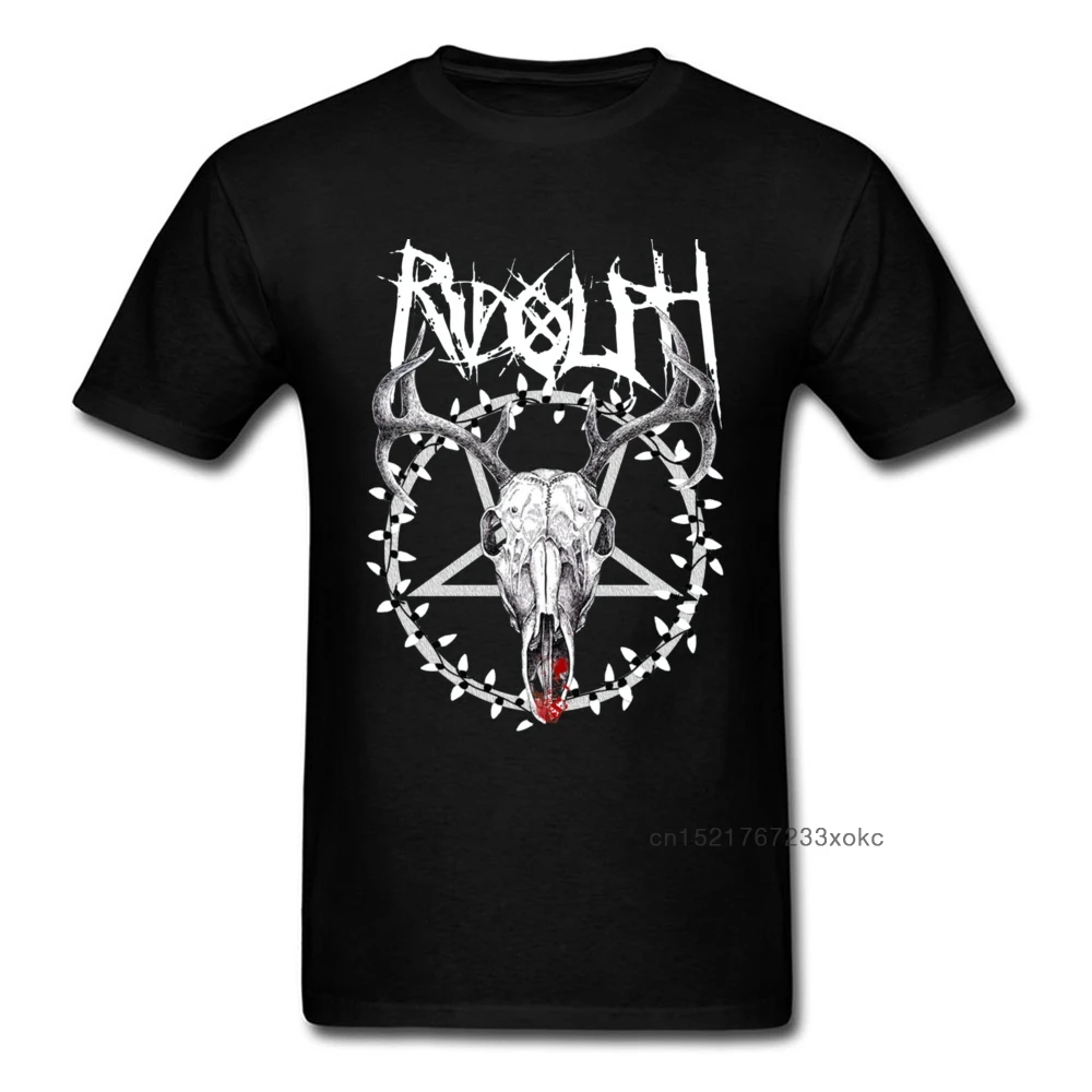 Мужские футболки металлическая футболка с изображением оленя черепа Рудольфа 2019