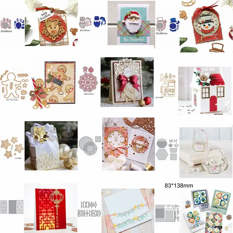 Рождественский Санта снеговик олень дом цветок кружево буквы квадратная рамка