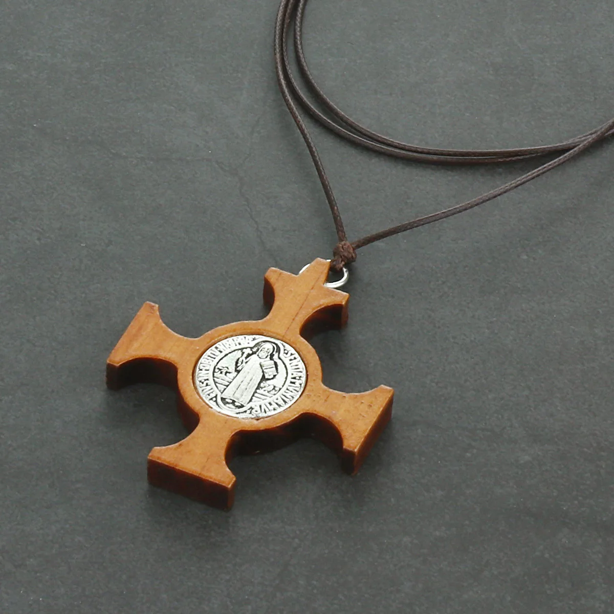 Католический деревянный Санкт медаль Бенедикта крест подвески религиозная