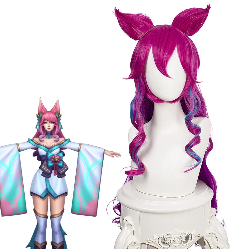 

Парик для косплея LOL Spirit Blossom Ahri с ушками, карнавальные парики на Хэллоуин
