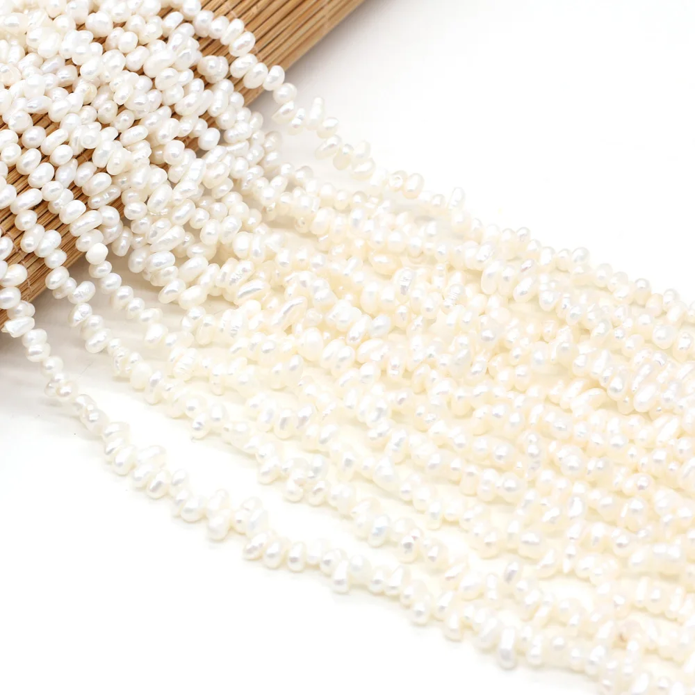 

3-4mm Natural Freshwater Pearl Beaded Glossy Irregular Shape Notoginseng Hole Loose Pearl for Making Jewelry Necklace Bracelets