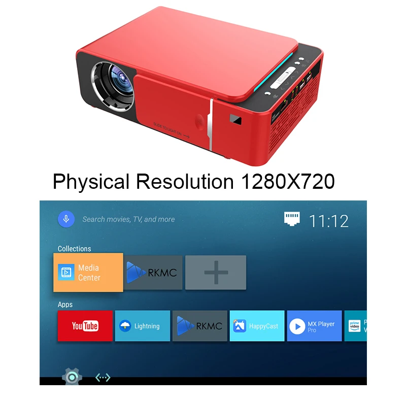 T6-Android-Red ALSTON T5 полный светодиодный hd-проектор 2500 люмен HDMI USB 1080p портативный проектор фильмов Beamer - Цвет: T6-Android-Red