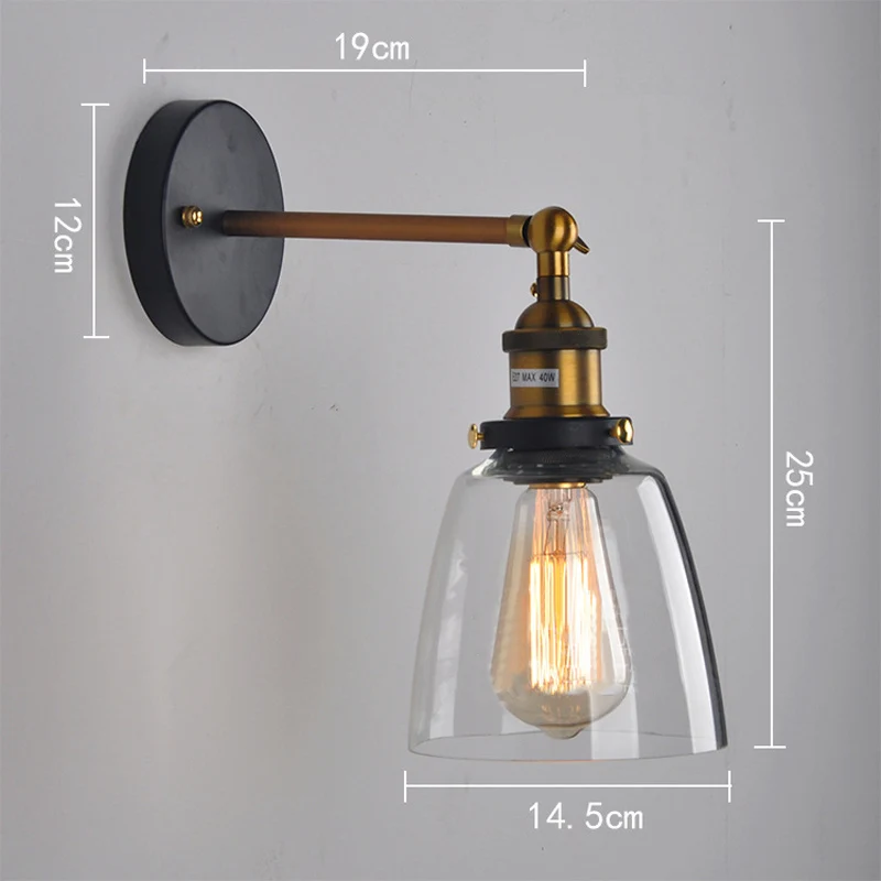 

Vintage Wall Lamps Old Copper Wandlamp Glass E27 Wall Lights For Home Bedroom Living Room Bar Balcony Decoration Light Fixtures