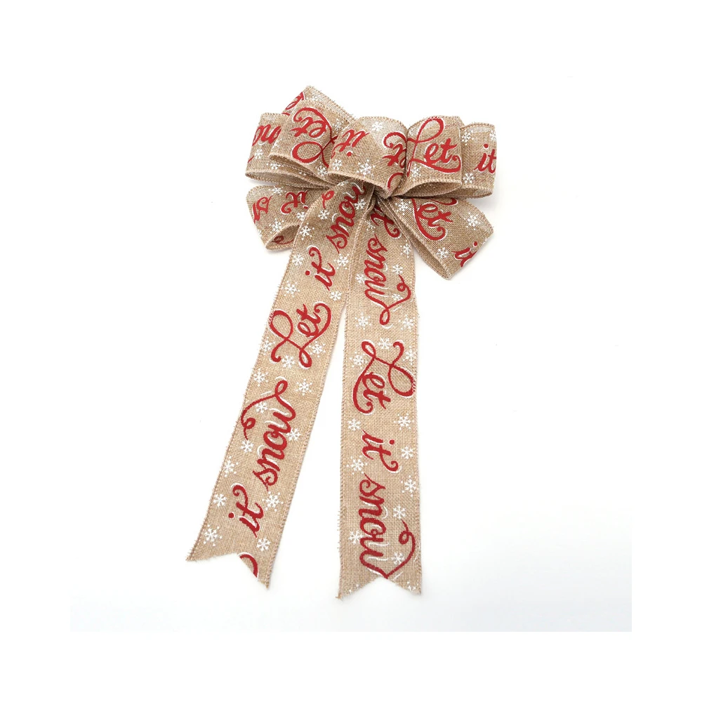 Рождественская льняная ткань с узелком бабочкой/принт в виде