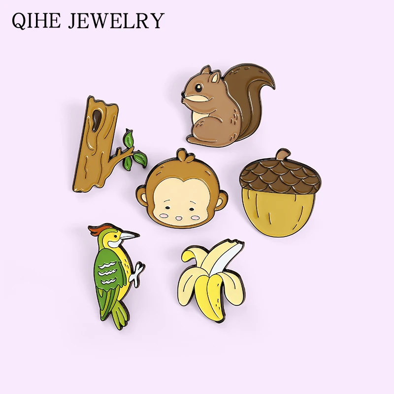 Милые эмалированные Броши с изображением животных из мультфильмов обезьяны