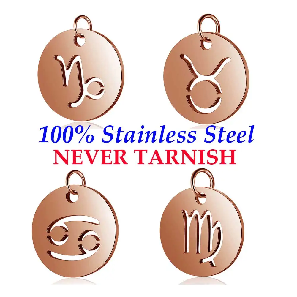 5 шт. розовое золото символ зодиака 12 созвездий оптовая продажа 100% нержавеющая