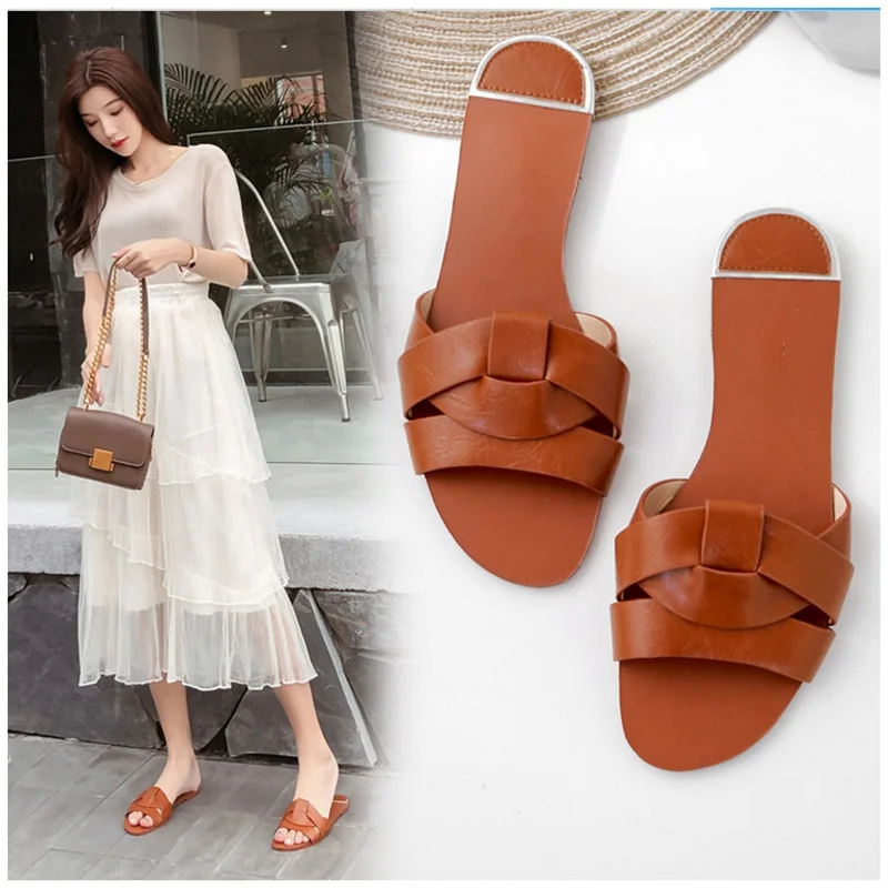 Шлепанцы женские для пляжа роскошные брендовые сандалии Повседневная Уличная