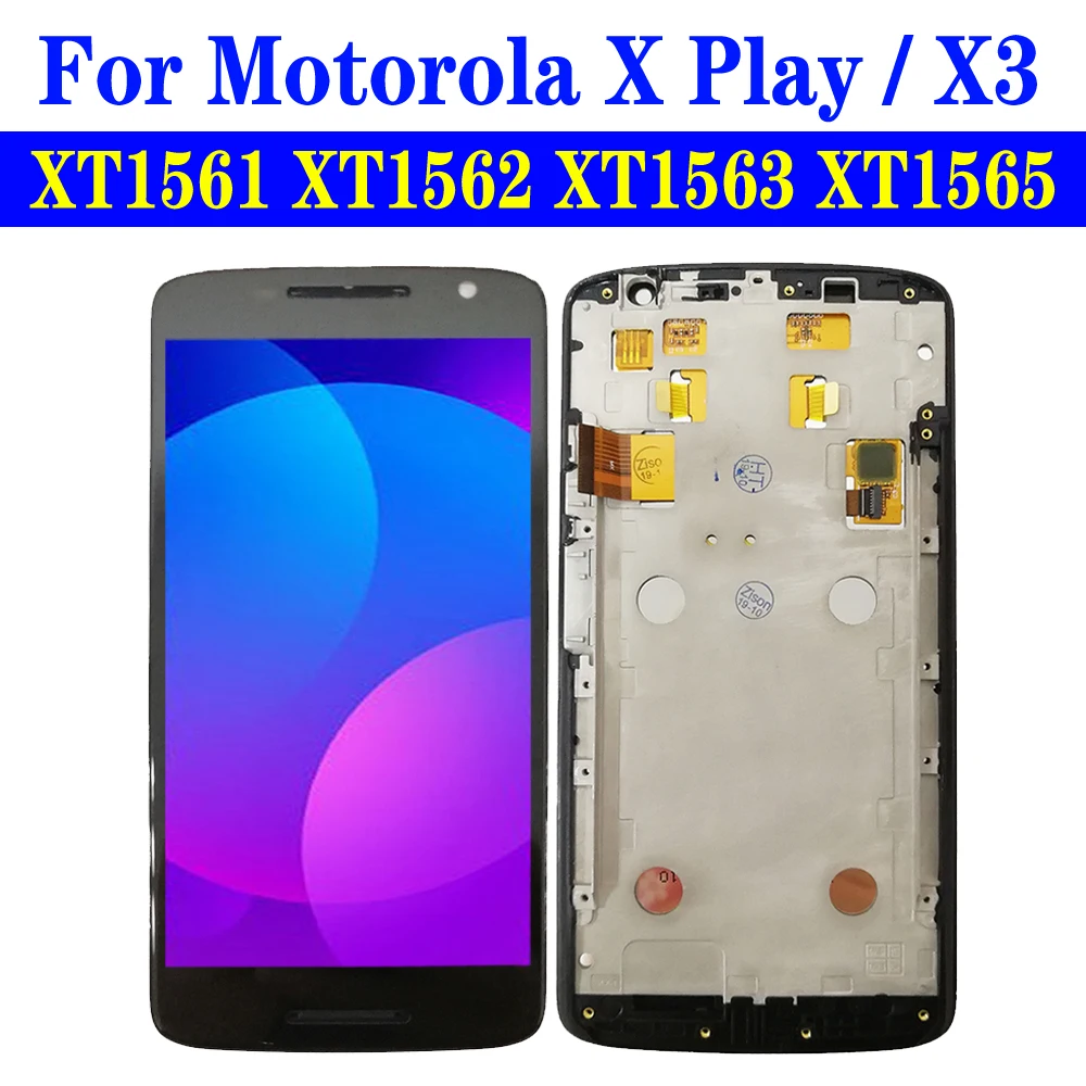 Дисплей для Motorola Moto X Play LCD с рамкой X3 XT1561 XT1562 XT1563 XT1565 экран с сенсорной панелью сборки для замены.