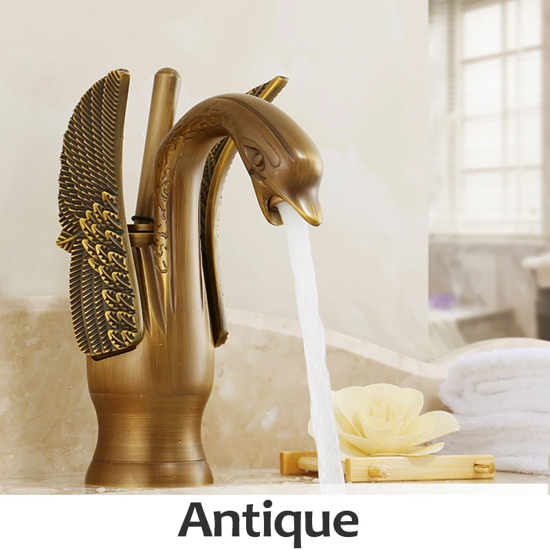 Смесители для раковины Новый дизайн Лебедь смеситель позолоченный роскошный