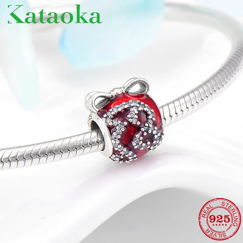 2018 зимние рождественские красные Эмалевые фрукты из стерлингового серебра 925