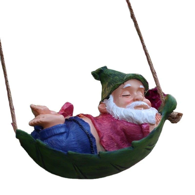 

Garden Gnome Statue Lying Elf Resin Dwarf Sculpture for Outdoor Patio Yard Lawn Hanging Decor H051
