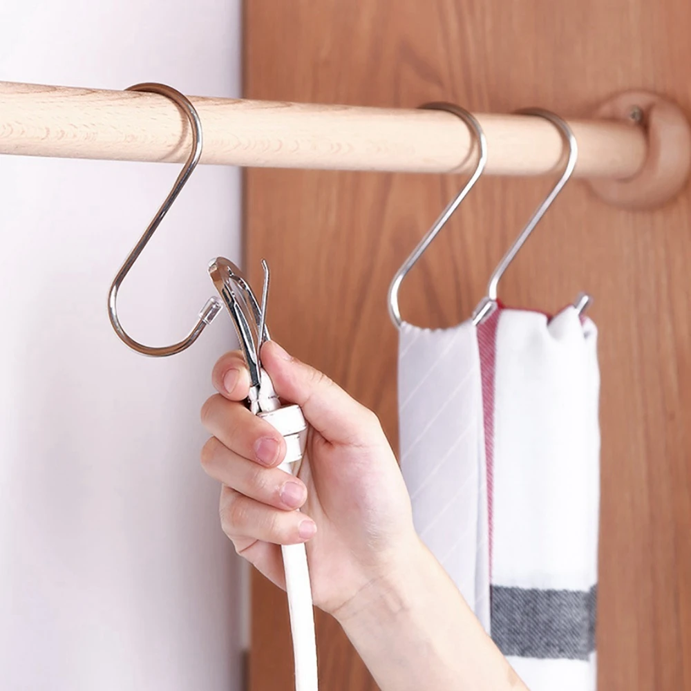 

10PCS S-shaped home kitchen hook no trace free punch hook stainless steel heavy-duty hook dormitory hanging hook hook