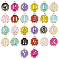 26pcs alphabet enamel charms 10 colors metal a z letter pendant accessories for diy jewelry making necklace earrings bracelet