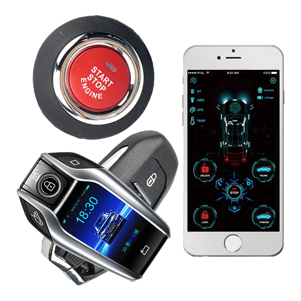 

Пульт дистанционного управления двигателем Cardot, пульт дистанционного управления с ЖК-дисплеем, кнопка запуска и остановки, замок для автом...