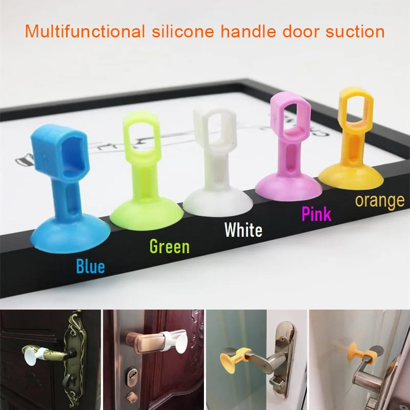 

Perforation Free Silicone Door Stoppers Anti-Collision Door Handle Doorknob Bumper uacr Door Stops Hardware Improvement Home New