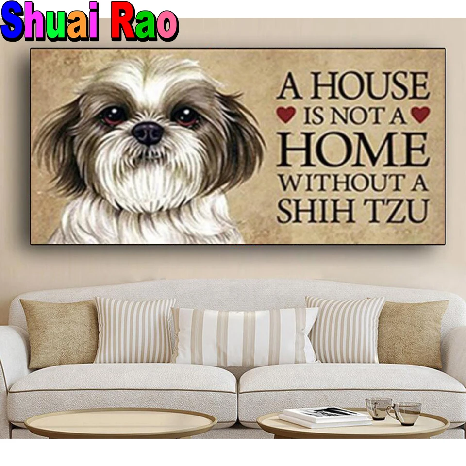 Картина с изображением животных shih tzu 5d алмазная живопись сделай сам милая
