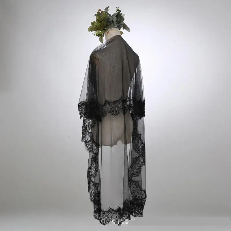 Черная Фата специально для свадебной фотографии Cos мягкий кружевной тюль