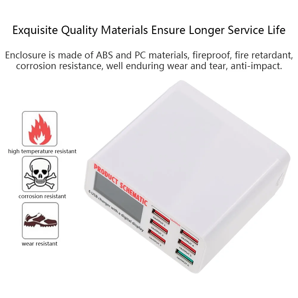 Фото Быстрая зарядка QC 3 0 6 портов s 8A USB настольное зарядное устройство концентратор с Быстрая зарядка QC 3 0 6 портов s 8A USB настольное зарядное устройство концентратор с