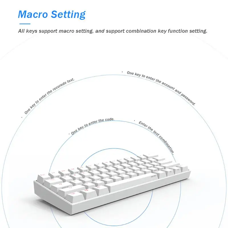 60% Mechanical Keyboard Bluetooth 4.0 Type-C RGB 61 Keys Gaming Cherry Switch Gateron | Компьютеры и офис