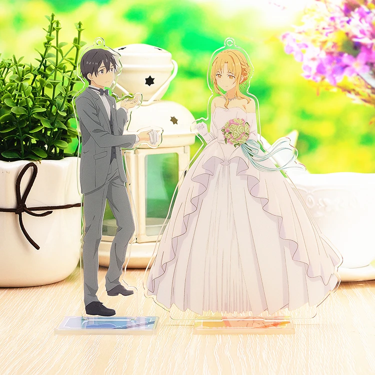 

Sword Art Online Alicization Figure Toys Anime Kirigaya Kazuto Yuki Asuna Acrylic Dolls Kirito Yuuki Asuna Marry Wedding 15cm